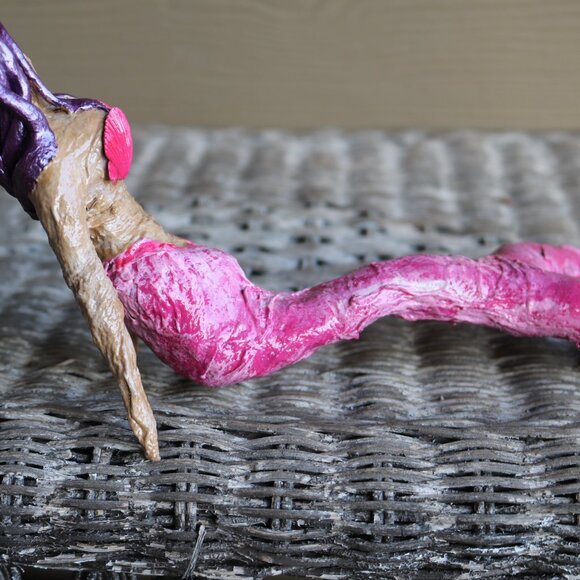 Shelf Sitter handmade clay/Paper Mache pink Mermaid OOAK - Picture 5 of 9